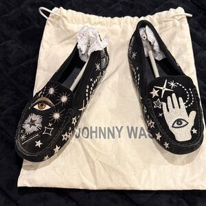 Johnny Was Black and White Embroidered Flats